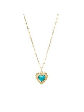 Adina Eden Turquoise Heart Charm Necklace